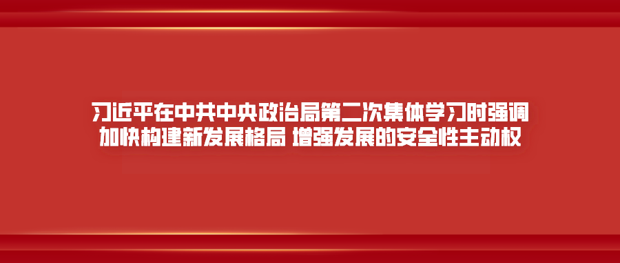 习近平在中共中央政治局第二次集体学习时强调 加快构建新发展格局 增强发展的安全性主动权