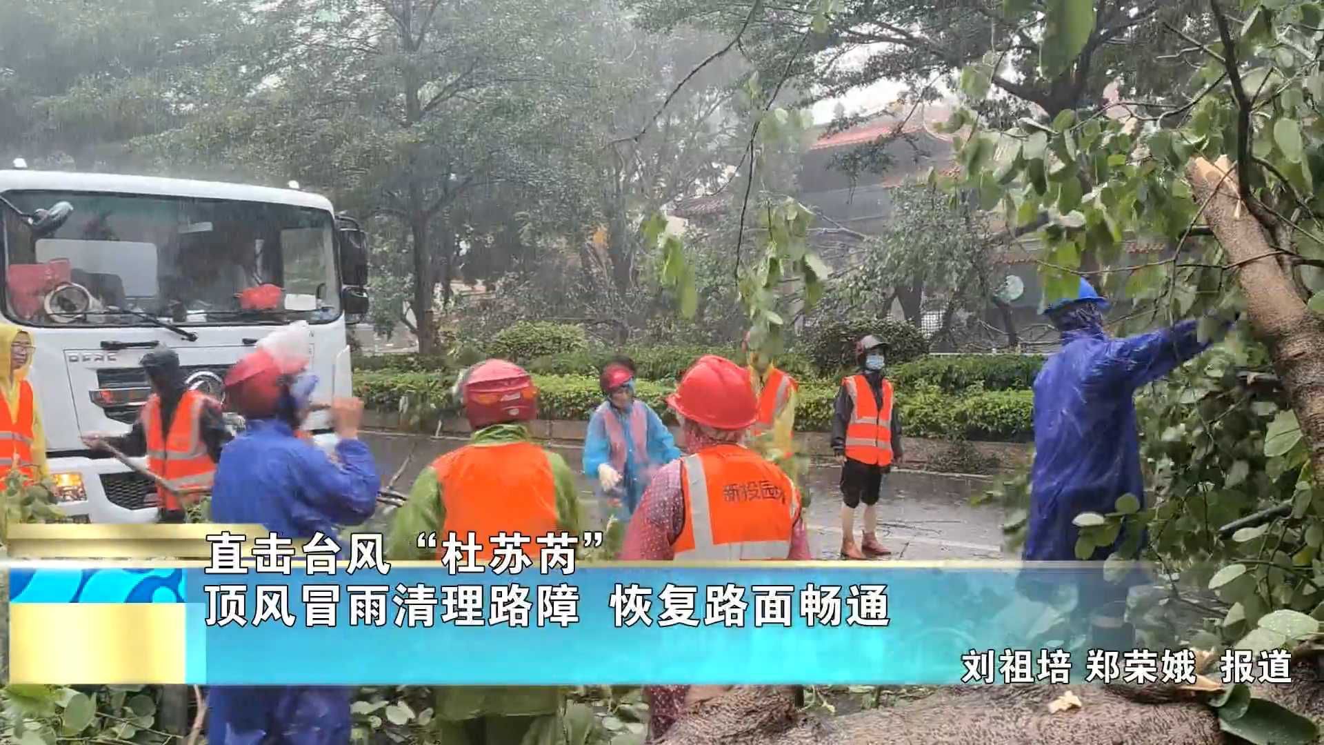 【直击台风“杜苏芮”】顶风冒雨清理路障  恢复路面畅通