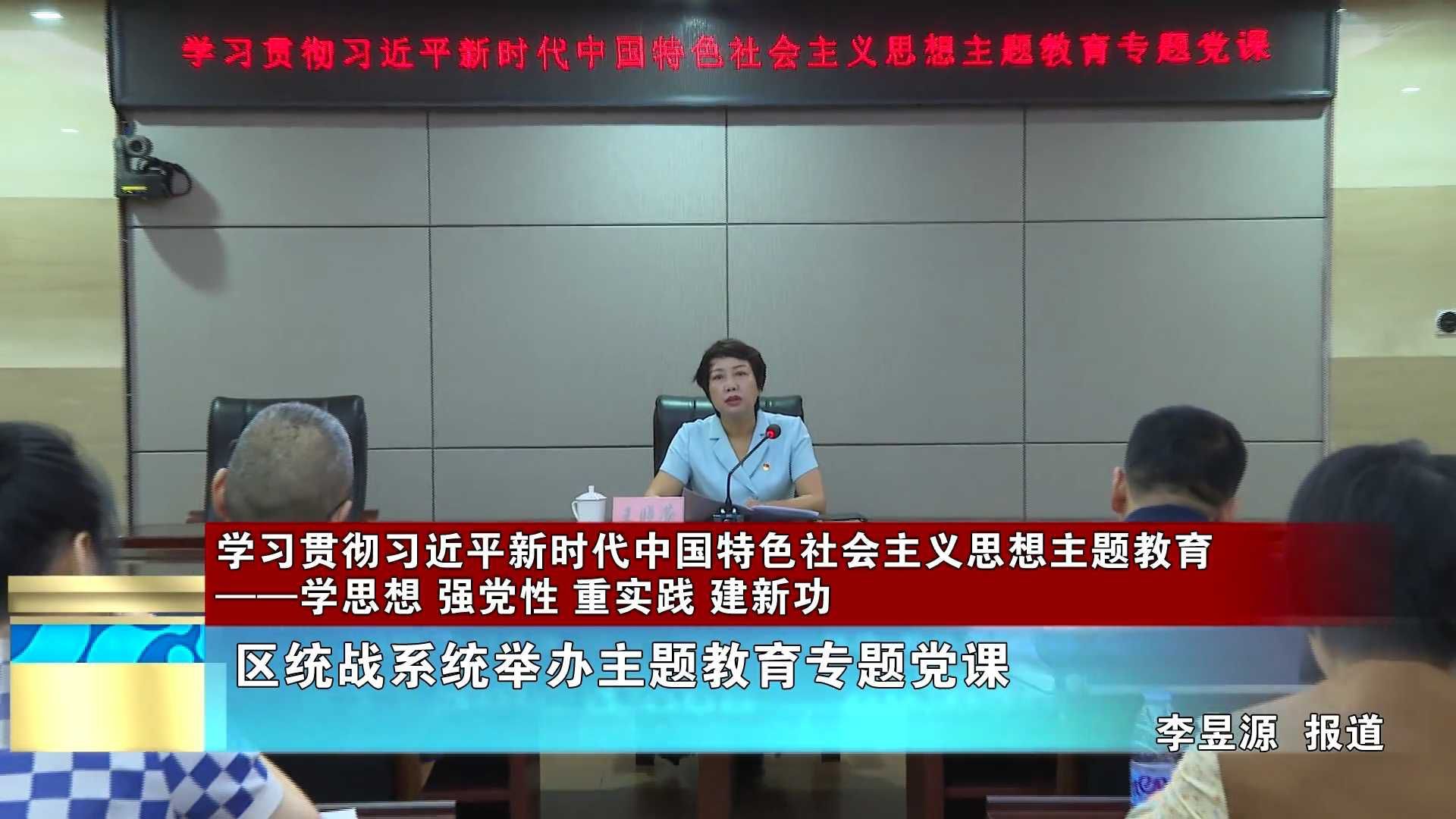 【学习贯彻习近平新时代中国特色社会主义思想主题教育——学思想 强党性 重实践 建新功】区统战系统举办主题教育专题党课